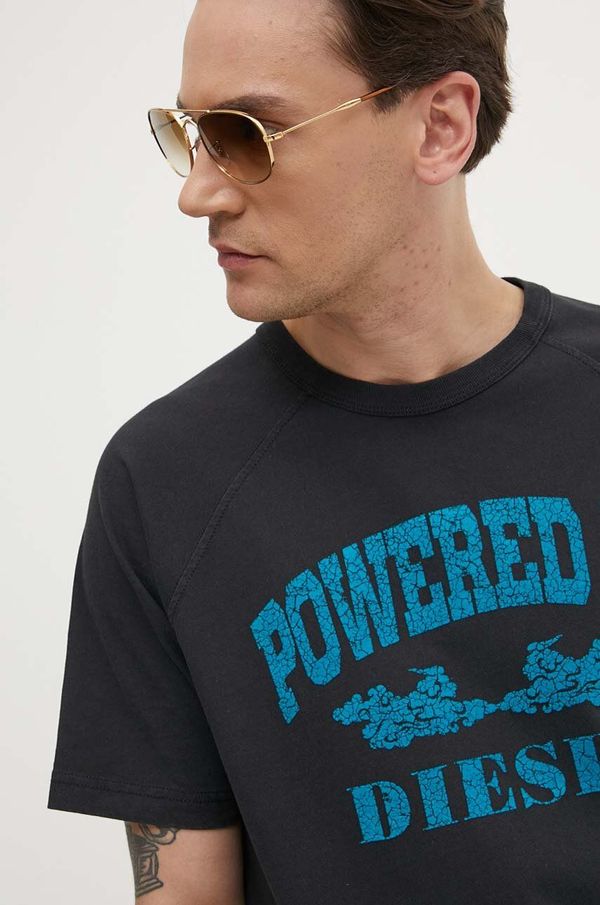 Diesel Pamučna majica Diesel T-RUST za muškarce, boja: crna, s aplikacijom, A13280.0DQAU
