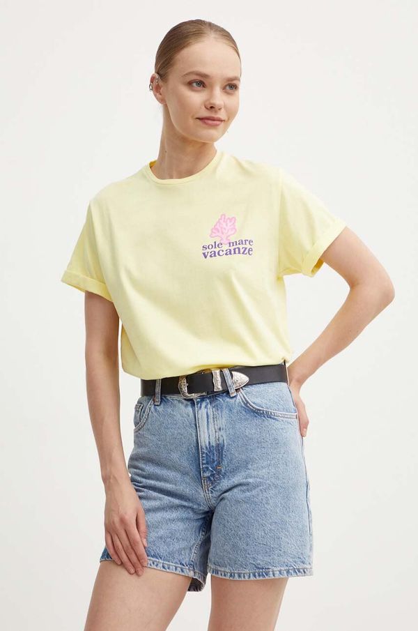 Drivemebikini Pamučna majica Drivemebikini Sole Mare Vacanze boja: žuta, s tiskom