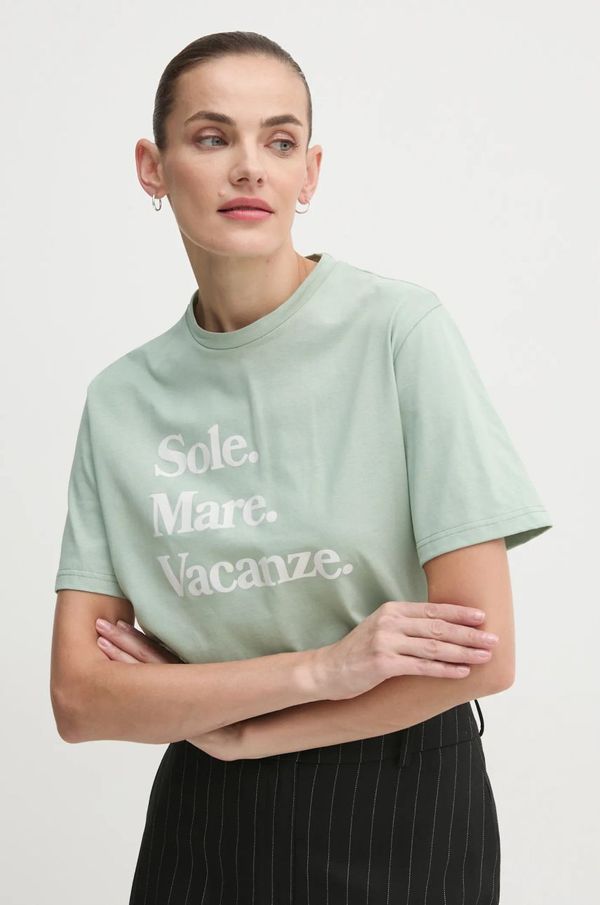 Drivemebikini Pamučna majica Drivemebikini Sole Mare Vacanze za žene, boja: zelena
