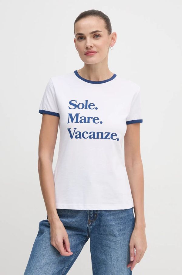 Drivemebikini Pamučna majica Drivemebikini Sole Mare Vintage za žene, boja: bijela