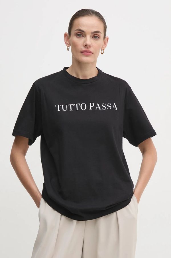 Drivemebikini Pamučna majica Drivemebikini Tutto Passa za žene, boja: crna