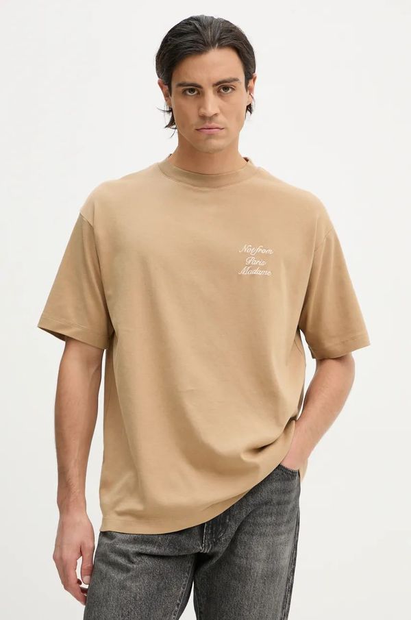 Drôle de Monsieur Pamučna majica Drôle de Monsieur Le T-Shirt Slogan Calligraphy za muškarce, boja: smeđa, s aplikacijom, E.TS209.CO002.IBN Le T-Shirt Slogan Calligraph