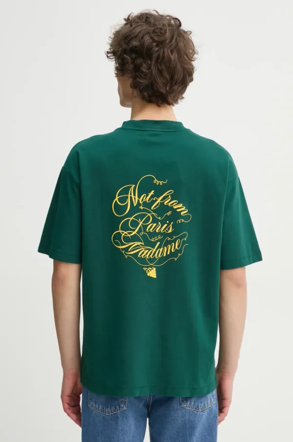Drôle de Monsieur Pamučna majica Drôle de Monsieur Le T-Shirt Slogan Vignes za muškarce, boja: zelena, s tiskom, F-TS226-CO002-DGN