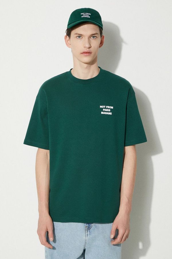 Drôle de Monsieur Pamučna majica Drôle de Monsieur Le T-Shirt Slogan za muškarce, boja: zelena, s tiskom, PERM-TS203-CO002-DGN