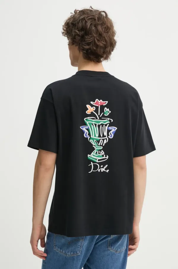 Drôle de Monsieur Pamučna majica Drôle de Monsieur Le T-Shirt Vase za muškarce, boja: crna, s tiskom, F-TS225-CO002-BL