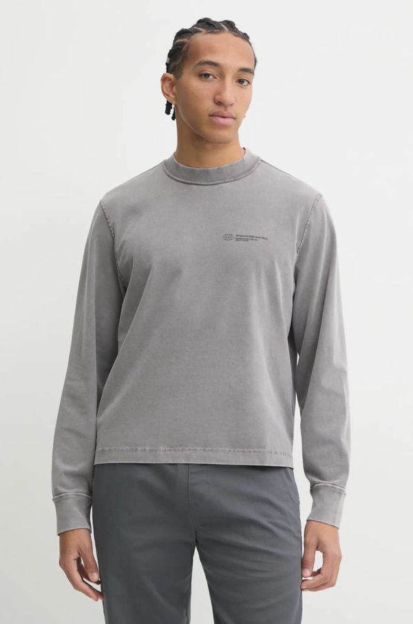 Abercrombie & Fitch Pamučna majica dugih rukava Abercrombie & Fitch boja: siva, bez uzorka, KI123-4080