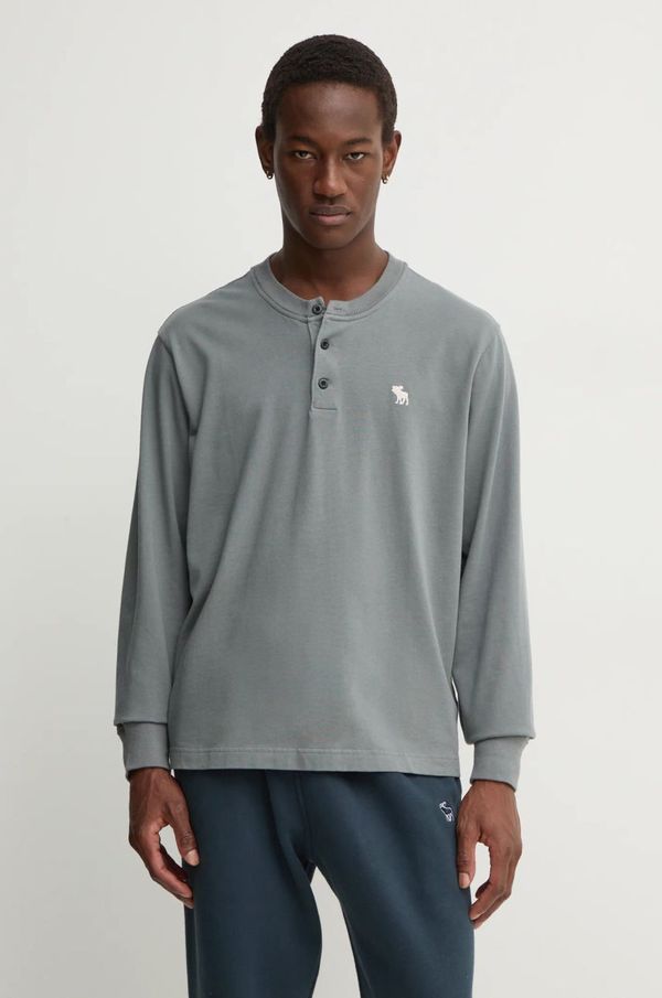 Abercrombie & Fitch Pamučna majica dugih rukava Abercrombie & Fitch boja: siva, bez uzorka, KI124-4534