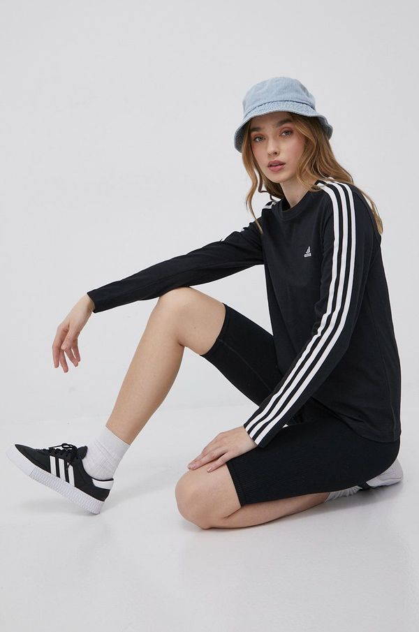 adidas Pamučna majica dugih rukava adidas boja: crna
