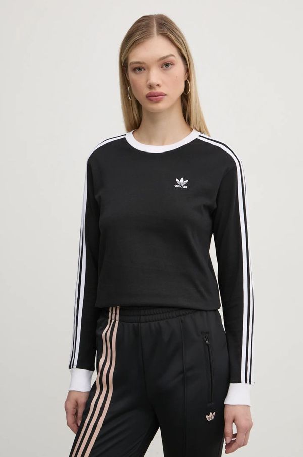 adidas Originals Pamučna majica dugih rukava adidas Originals 3-Stripes boja: crna, JC5774