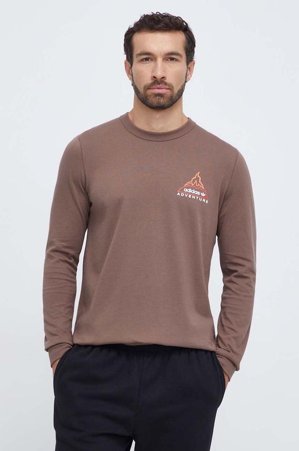 adidas Originals Pamučna majica dugih rukava adidas Originals boja: smeđa, s tiskom