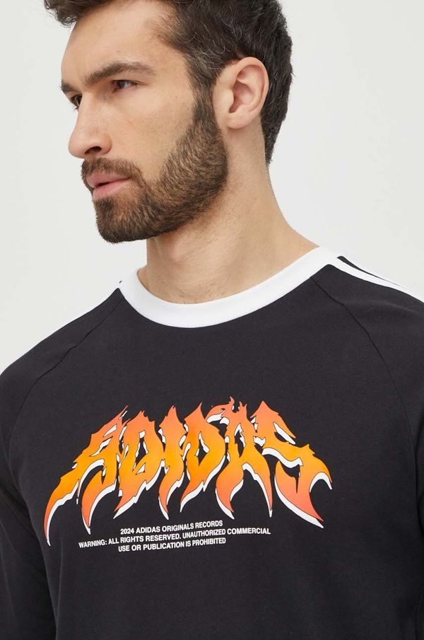 adidas Originals Pamučna majica dugih rukava adidas Originals Flames boja: crna, s tiskom, IS0206