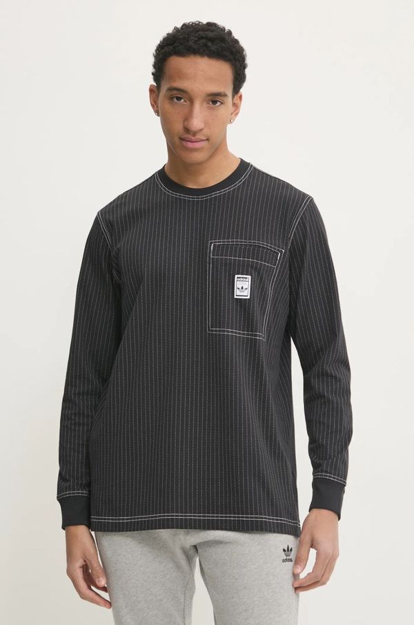 adidas Originals Pamučna majica dugih rukava adidas Originals Wabash boja: crna, s uzorkom, JP4479