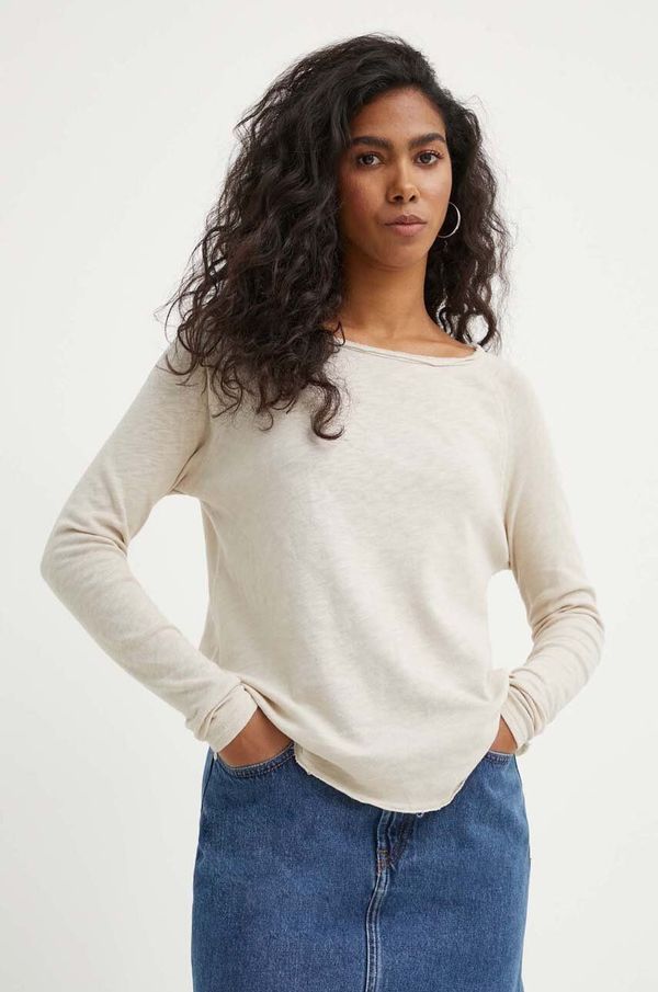 American Vintage Pamučna majica dugih rukava American Vintage boja: bež