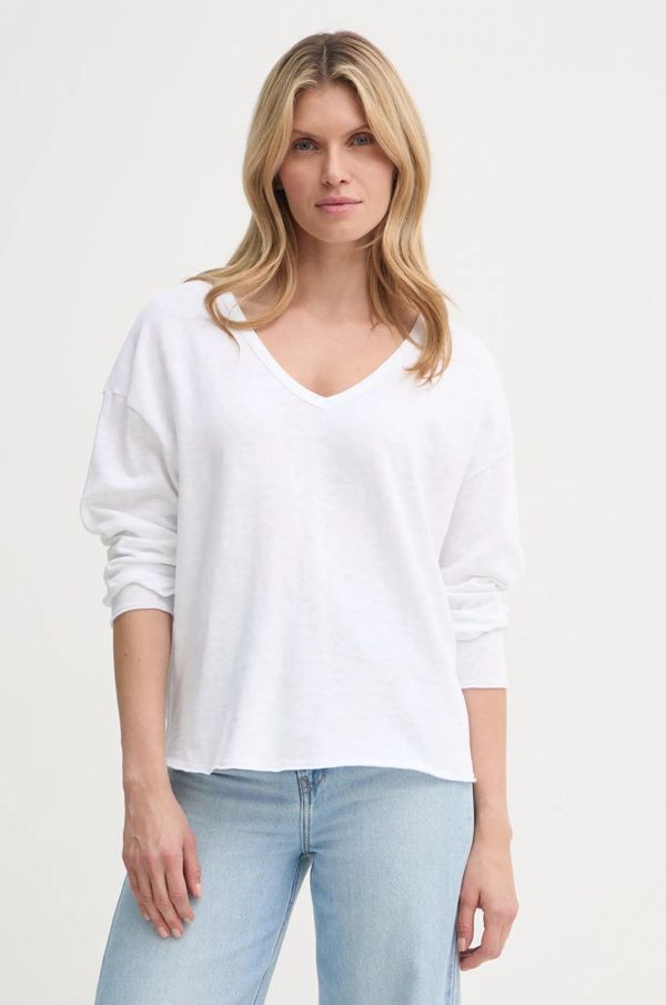 American Vintage Pamučna majica dugih rukava American Vintage boja: bijela, SON02GGE25