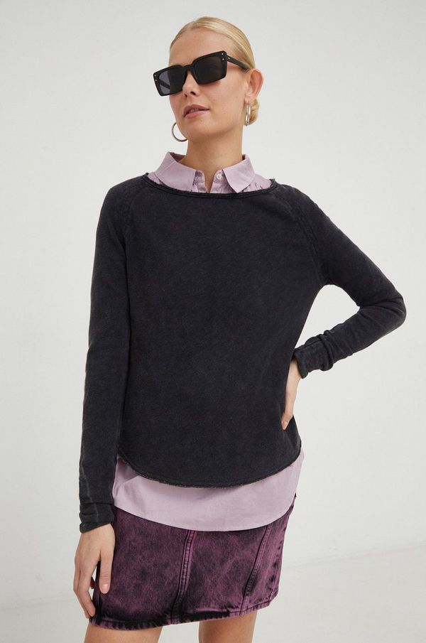 American Vintage Pamučna majica dugih rukava American Vintage boja: crna