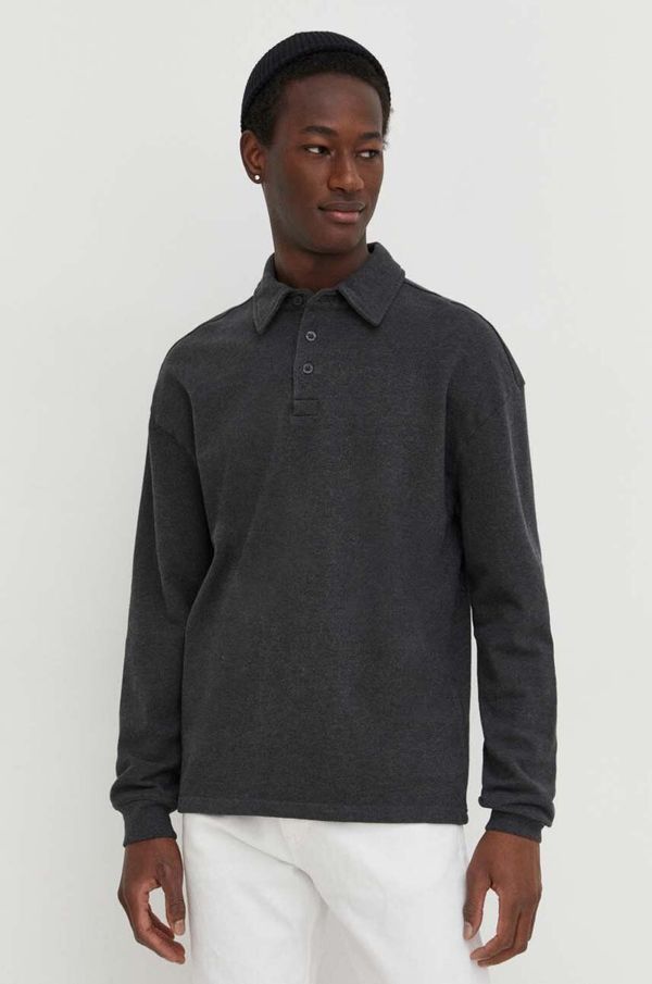 American Vintage Pamučna majica dugih rukava American Vintage boja: siva, bez uzorka