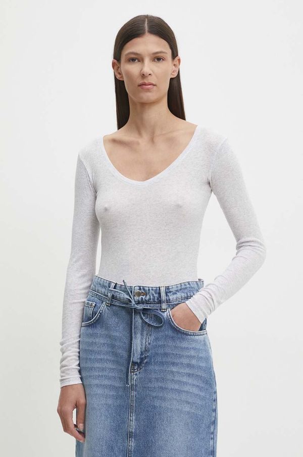 American Vintage Pamučna majica dugih rukava American Vintage boja: siva, MAS02DH24