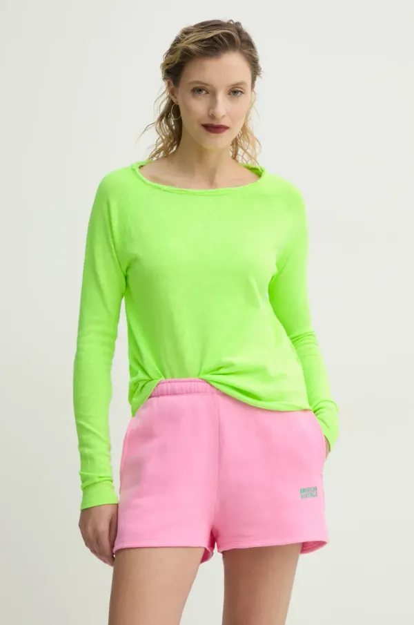 American Vintage Pamučna majica dugih rukava American Vintage boja: zelena, SON31GE25