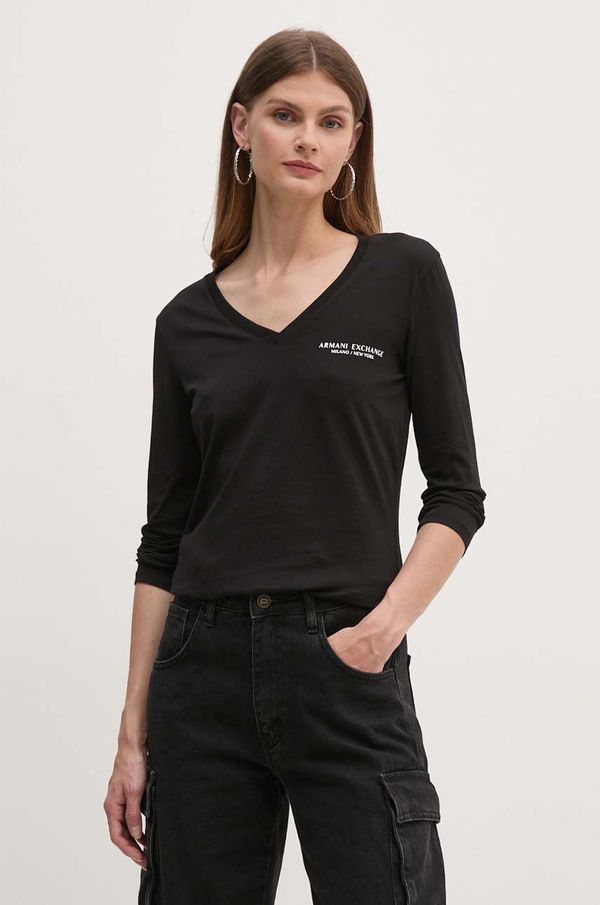 Armani Exchange Pamučna majica dugih rukava Armani Exchange boja: crna, 8NYT89 YJG3Z