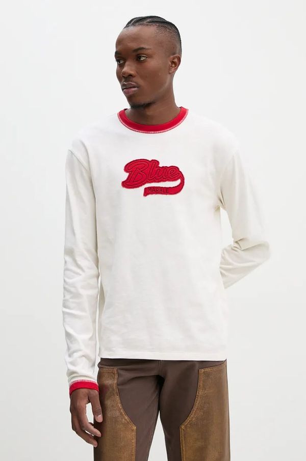 BLUEMARBLE Pamučna majica dugih rukava BLUEMARBLE boja: bež, s aplikacijom, TS49.JE36B24