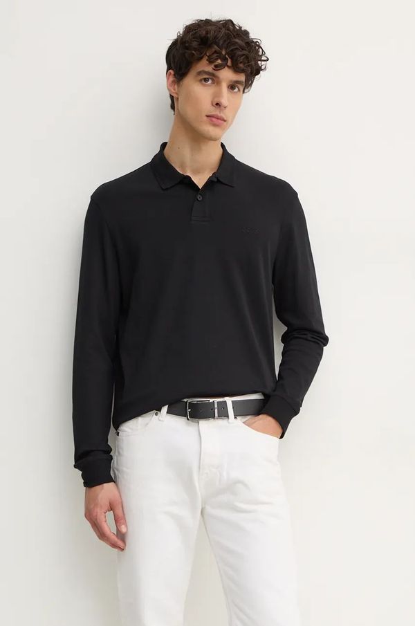 Boss Orange Pamučna majica dugih rukava Boss Orange boja: crna, bez uzorka, 50527525