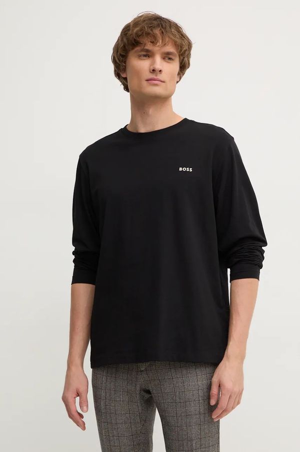 Boss Orange Pamučna majica dugih rukava Boss Orange boja: crna, bez uzorka, 50528213