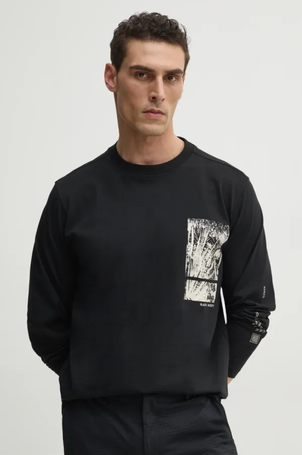 BOSS Orange Pamučna majica dugih rukava BOSS Orange boja: crna, s tiskom, 50534926