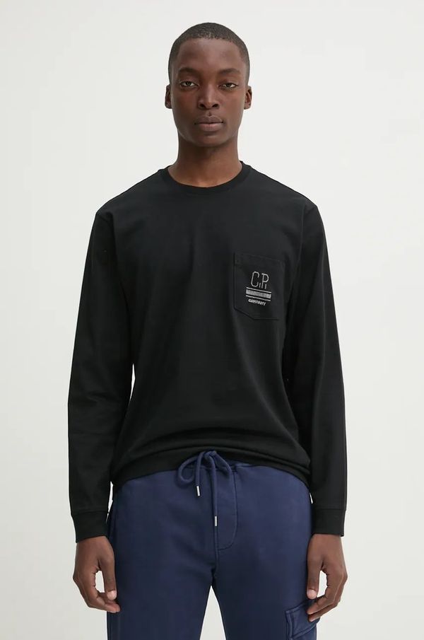 C.P. Company Pamučna majica dugih rukava C.P. Company boja: crna, s aplikacijom, 17CMTS179A006203W