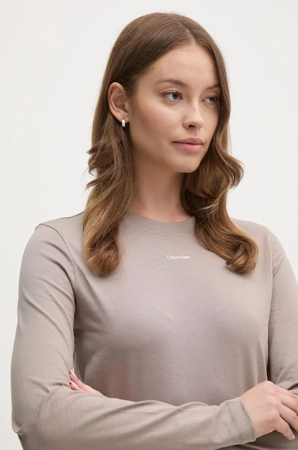 Calvin Klein Pamučna majica dugih rukava Calvin Klein boja: siva, K20K207520