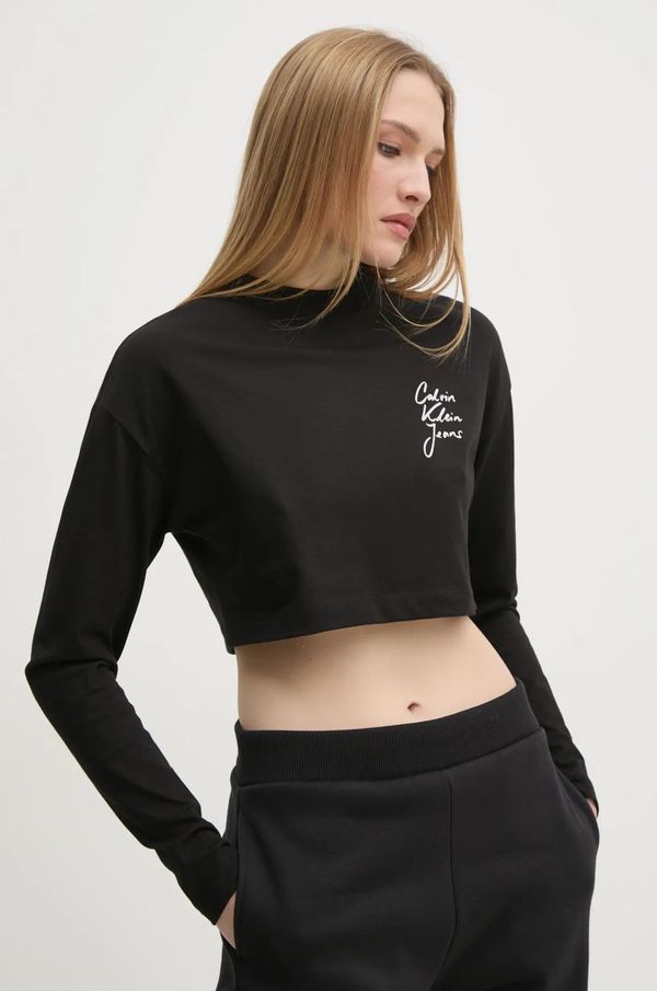 Calvin Klein Jeans Pamučna majica dugih rukava Calvin Klein Jeans boja: crna, J20J224991
