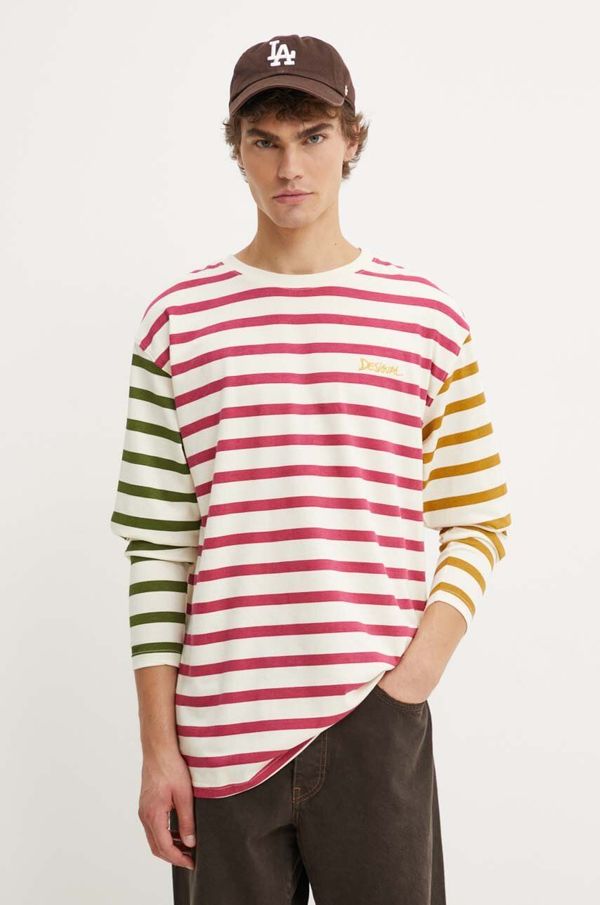 Desigual Pamučna majica dugih rukava Desigual CAROLINAN boja: bež, s uzorkom, 24WMTK37