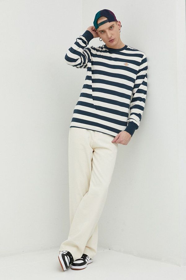 Dickies Pamučna majica dugih rukava Dickies boja: tamno plava, s uzorkom