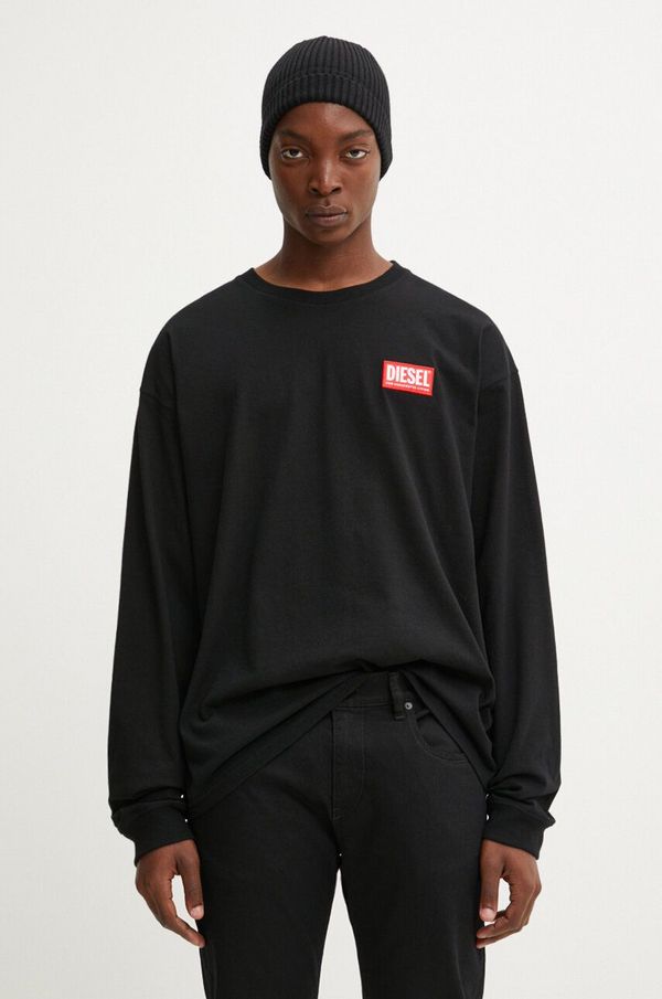 Diesel Pamučna majica dugih rukava Diesel T-BOXT-LS-LAB boja: crna, s aplikacijom, A14948.0NIAR