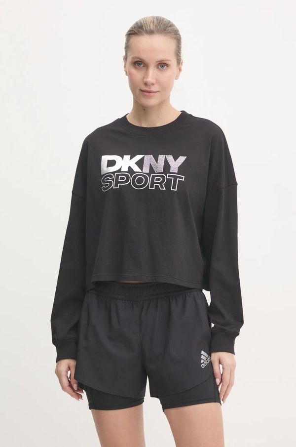 DKNY Pamučna majica dugih rukava Dkny boja: crna, DP5T1117