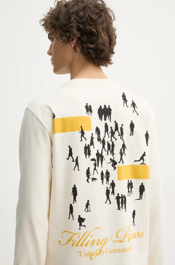 Filling Pieces Pamučna majica dugih rukava Filling Pieces boja: bež, s tiskom, 80499879936