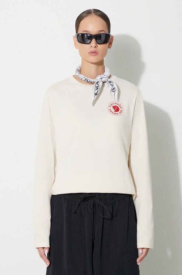 Fjallraven Pamučna majica dugih rukava Fjallraven 1960 Logo boja: bež