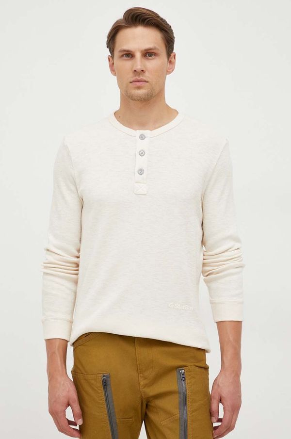 G-Star Raw Pamučna majica dugih rukava G-Star Raw boja: bež, bez uzorka