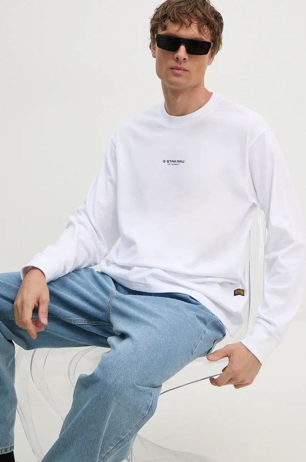 G-Star Raw Pamučna majica dugih rukava G-Star Raw boja: bijela, bez uzorka, D25078-C336