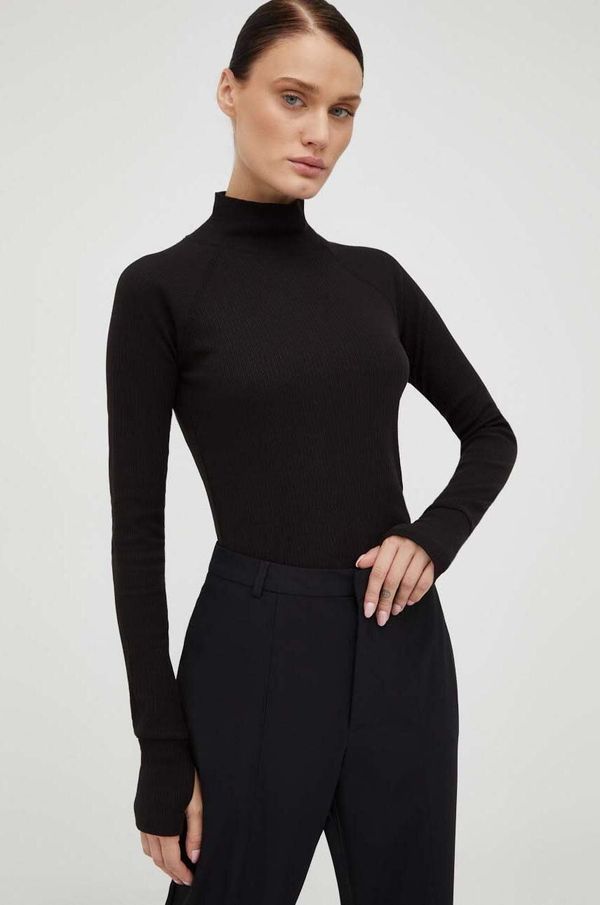 G-Star Raw Pamučna majica dugih rukava G-Star Raw boja: crna, s poludolčevitom