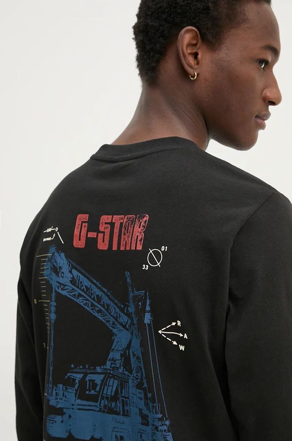 G-Star Raw Pamučna majica dugih rukava G-Star Raw boja: crna, s tiskom, D25091-C336