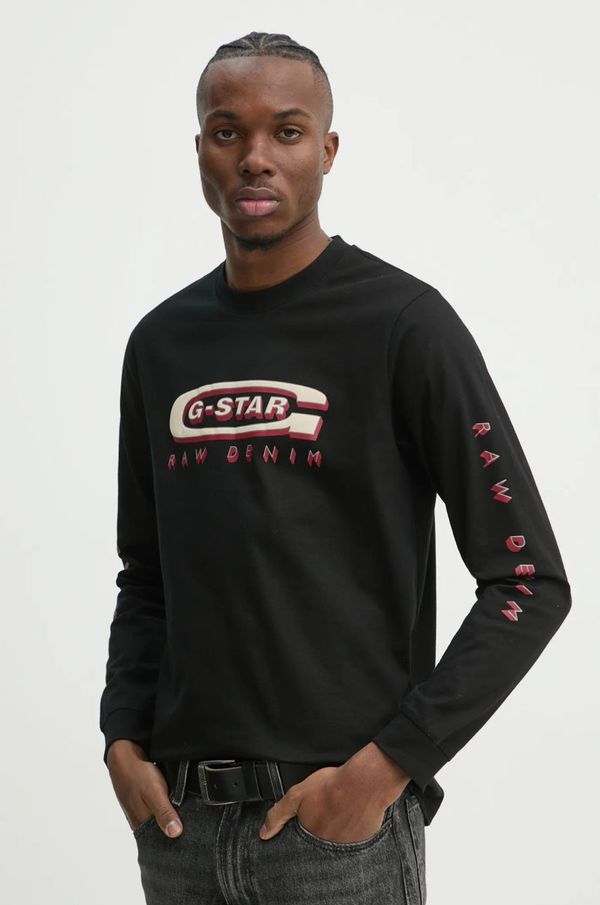 G-Star Raw Pamučna majica dugih rukava G-Star Raw boja: crna, s tiskom, D25152-C336
