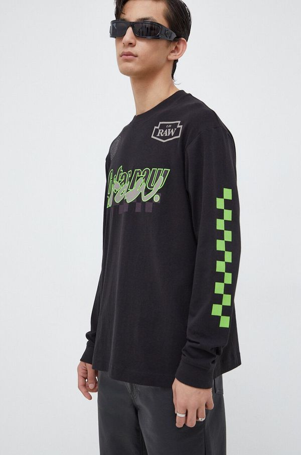 G-Star Raw Pamučna majica dugih rukava G-Star Raw boja: crna, s tiskom
