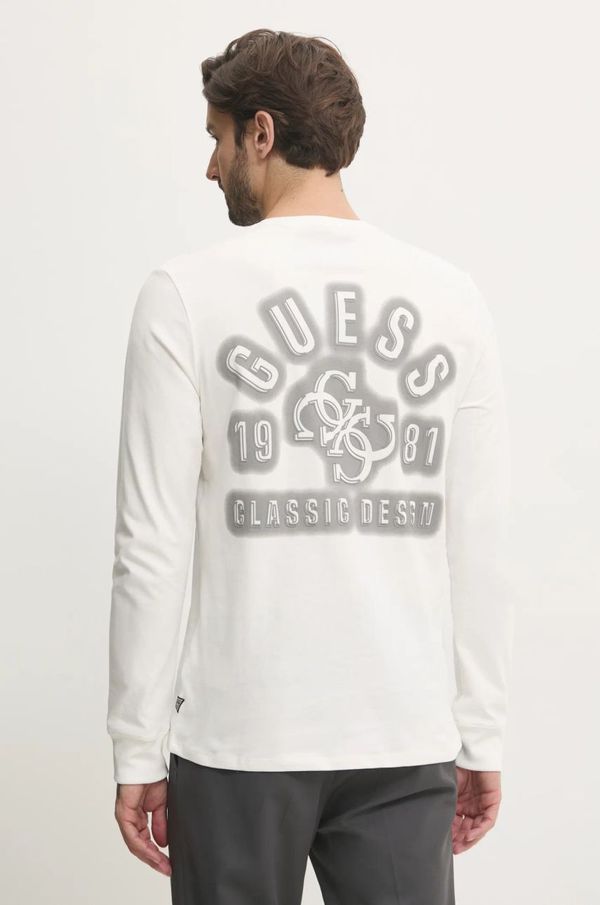 Guess Pamučna majica dugih rukava Guess boja: bež, s tiskom, M5RI40 KBZV1