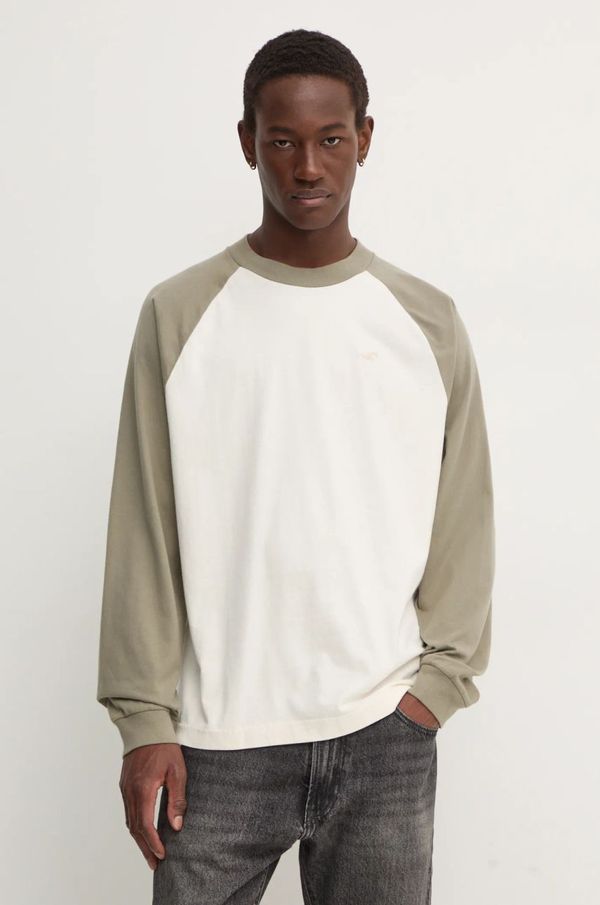 Hollister Co. Pamučna majica dugih rukava Hollister Co. boja: bež, bez uzorka, KI324-4170