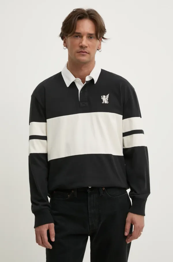 Hollister Co. Pamučna majica dugih rukava Hollister Co. boja: crna, s aplikacijom, KI324-5181