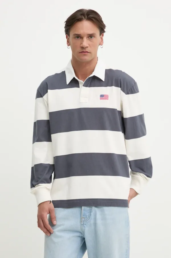 Hollister Co. Pamučna majica dugih rukava Hollister Co. boja: siva, s uzorkom, KI324-5181