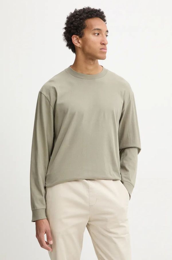 Hollister Co. Pamučna majica dugih rukava Hollister Co. boja: zelena, bez uzorka, KI324-4171