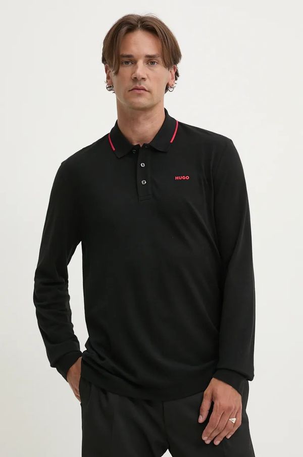 Hugo Pamučna majica dugih rukava HUGO boja: crna, bez uzorka, 50525864