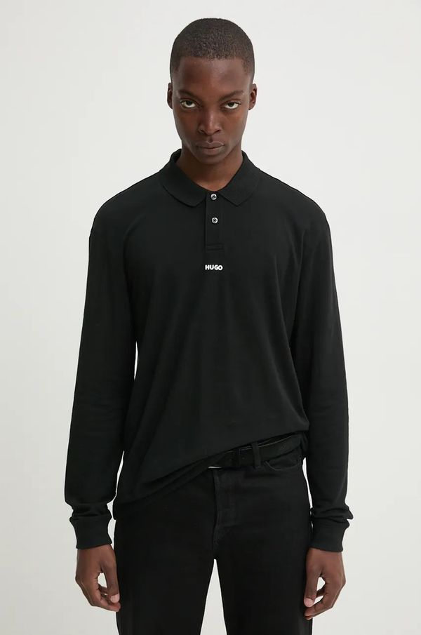 Hugo Pamučna majica dugih rukava HUGO boja: crna, bez uzorka, 50528358