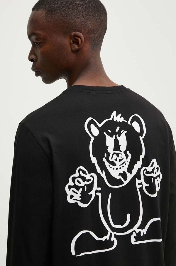 Iceberg Pamučna majica dugih rukava Iceberg boja: crna, s aplikacijom, F02F 6306